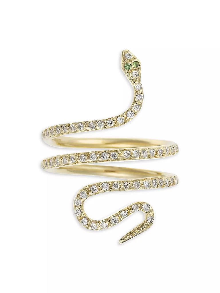 Ileana Makri 18K Yellow Gold & White Diamond Single Python Ring 4