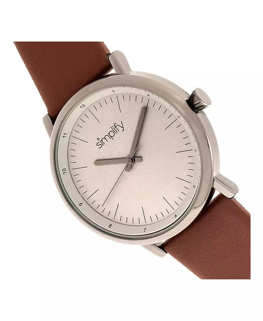 Simplify Quartz The 6200 Grey Case, Genuine Brown Leather Watch 39mm 3