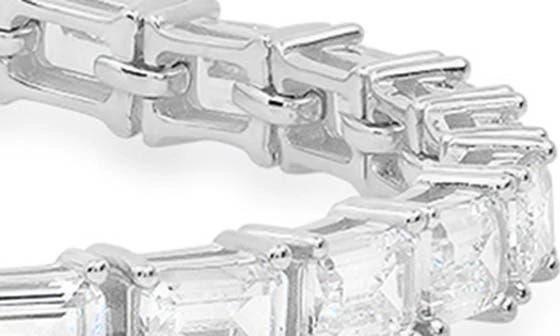 Queen Jewels Sterling Silver Emerald Cut CZ Tennis Bracelet 3