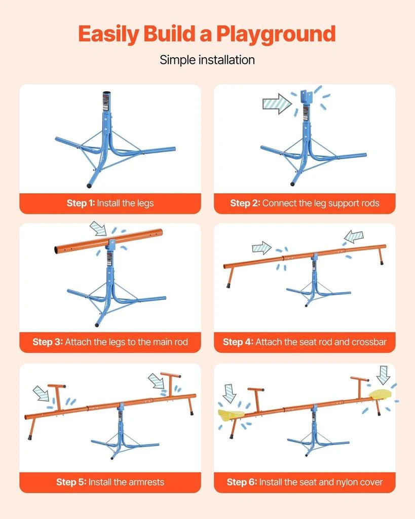VVOR Kids Seesaw 100 lbs Capacity 360 Degrees Rotating Teeter Totter Aged 3+ 5