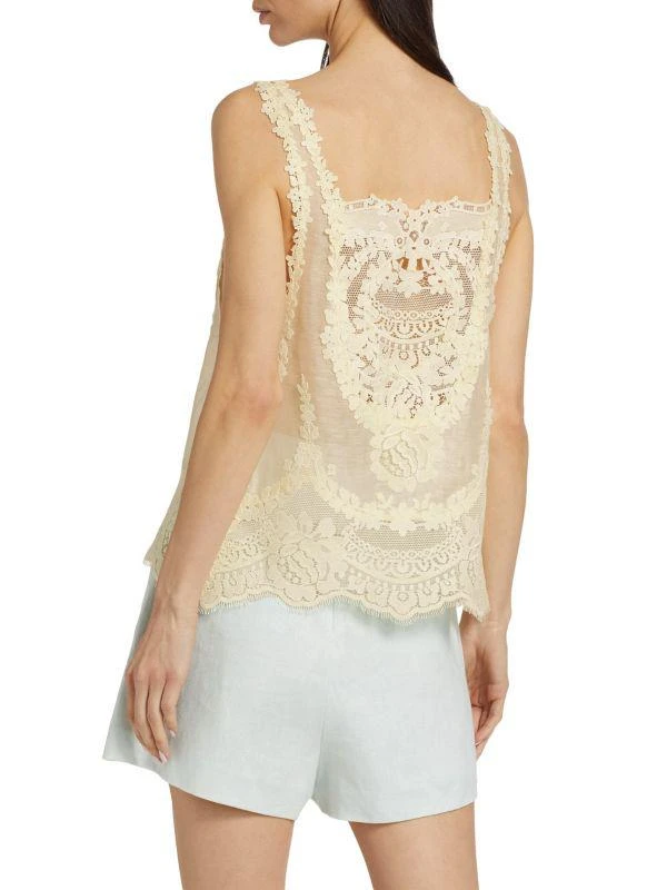 Zimmermann Natura Linen-Silk Lace Tank Top 2