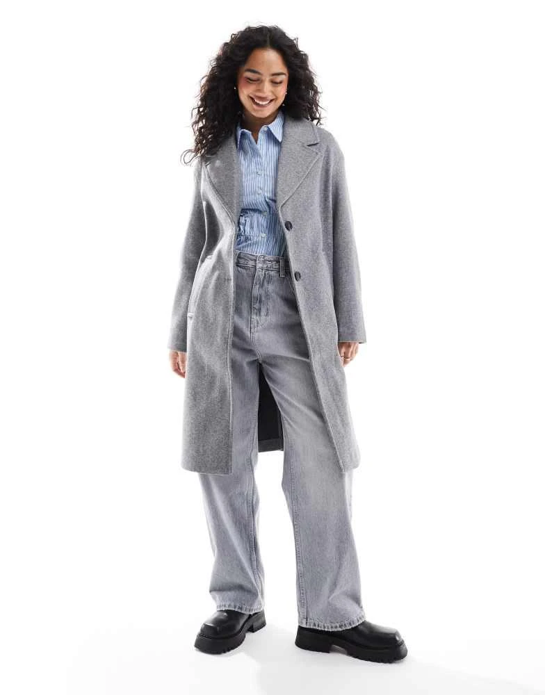 Bershka Bershka oversized tailored coat in grey 1