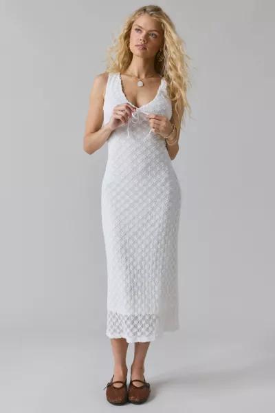 Glamorous Glamorous White Lace Tie-Front Slip Midi Dress