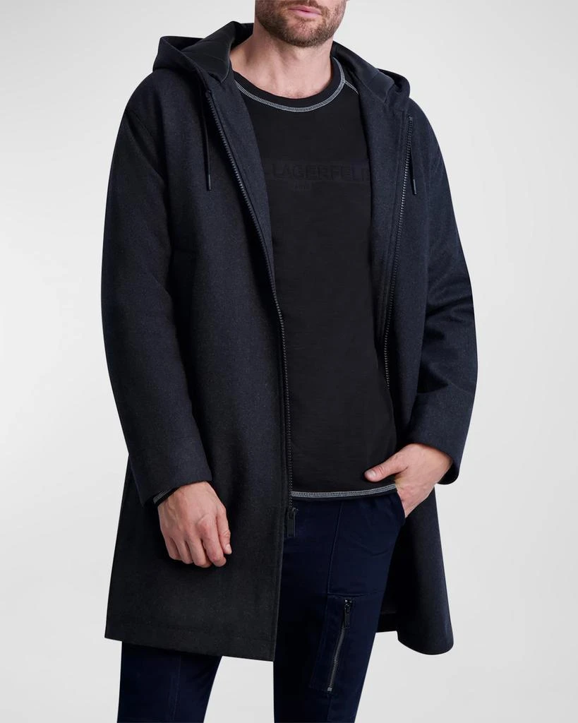 Karl Lagerfeld Paris Men's Wool-Blend Parka w/ Handwarmer Pockets 1
