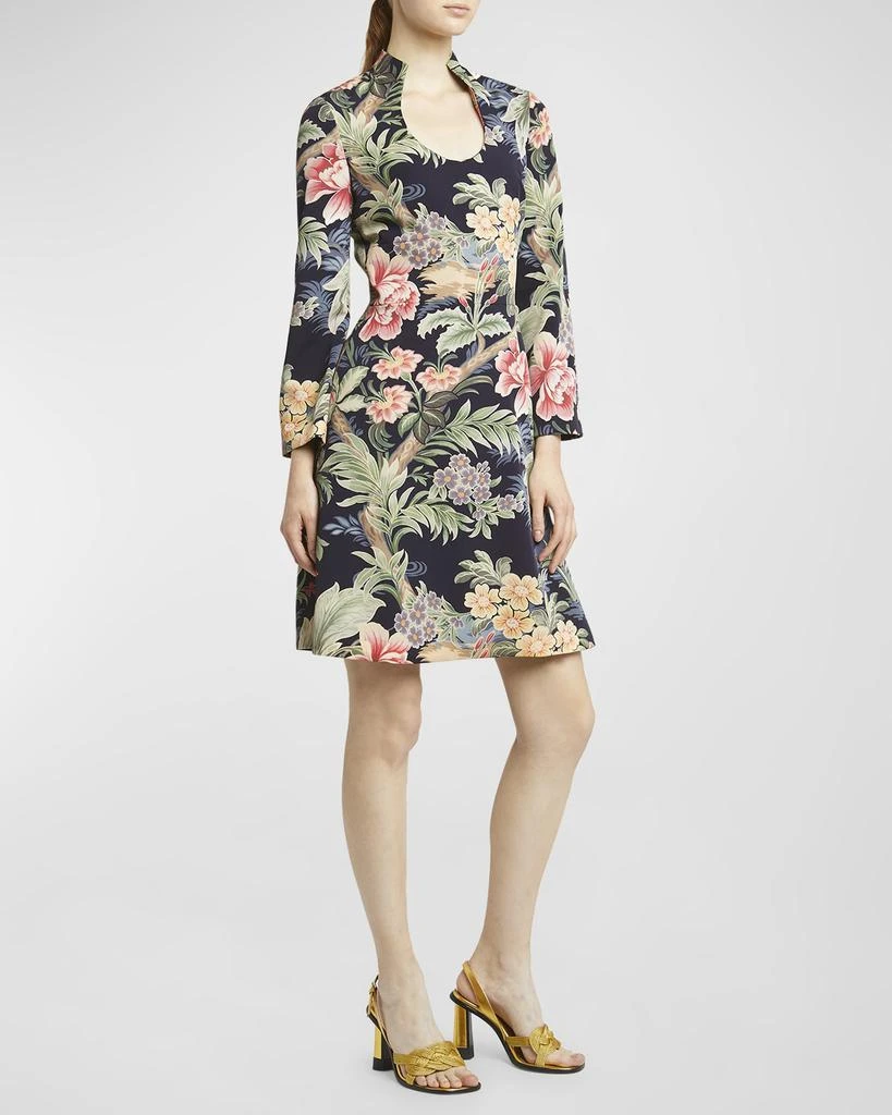 ETRO Idillium Paisley U-Neck Long-Sleeve Dress 2