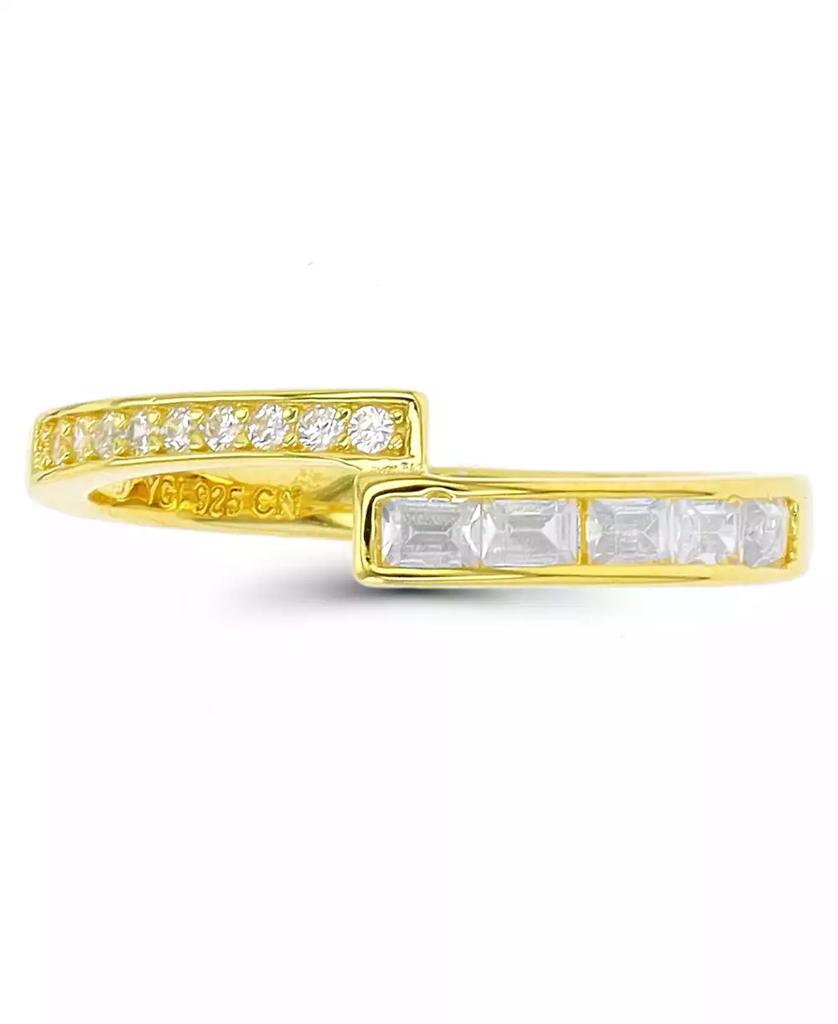 Macy's Round and Baguette Cubic Zirconia Overlapped Ring (5/8 ct. t.w.) in 14 Karat Yellow Gold Over Sterling Silver