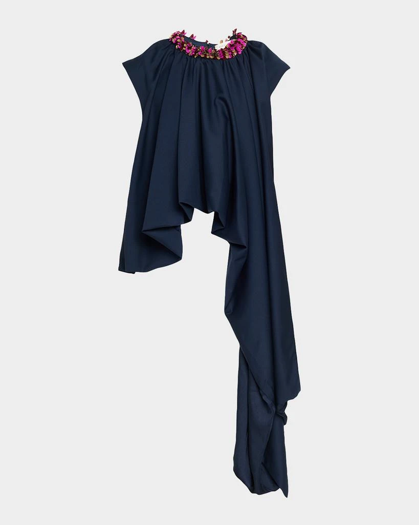 Diotima Parade Embellished Asymmetric Drape Sleeveless Top