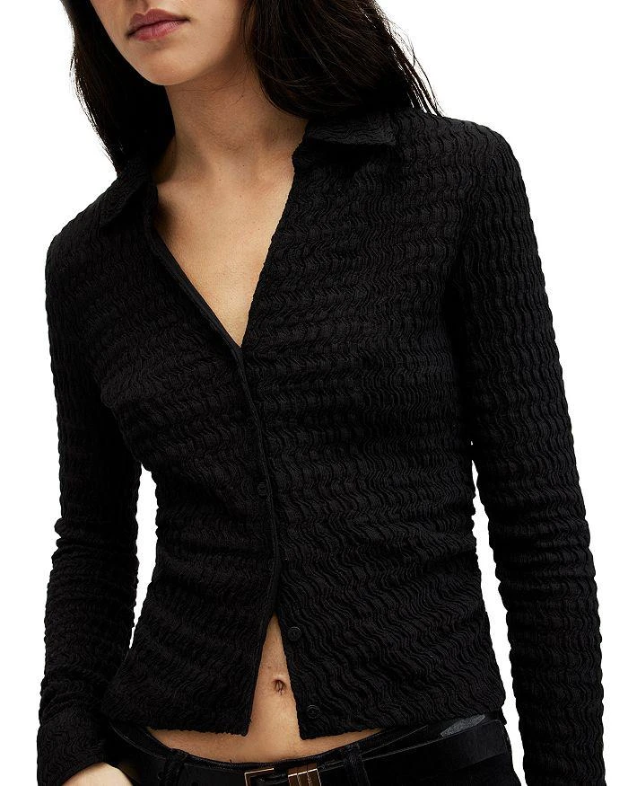 ALL SAINTS Connie Textured Weave Button Up Shirt 4