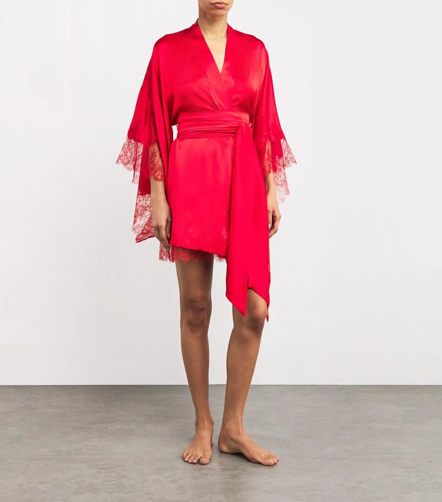 Carine Gilson Silk Lace-Trim Robe 2