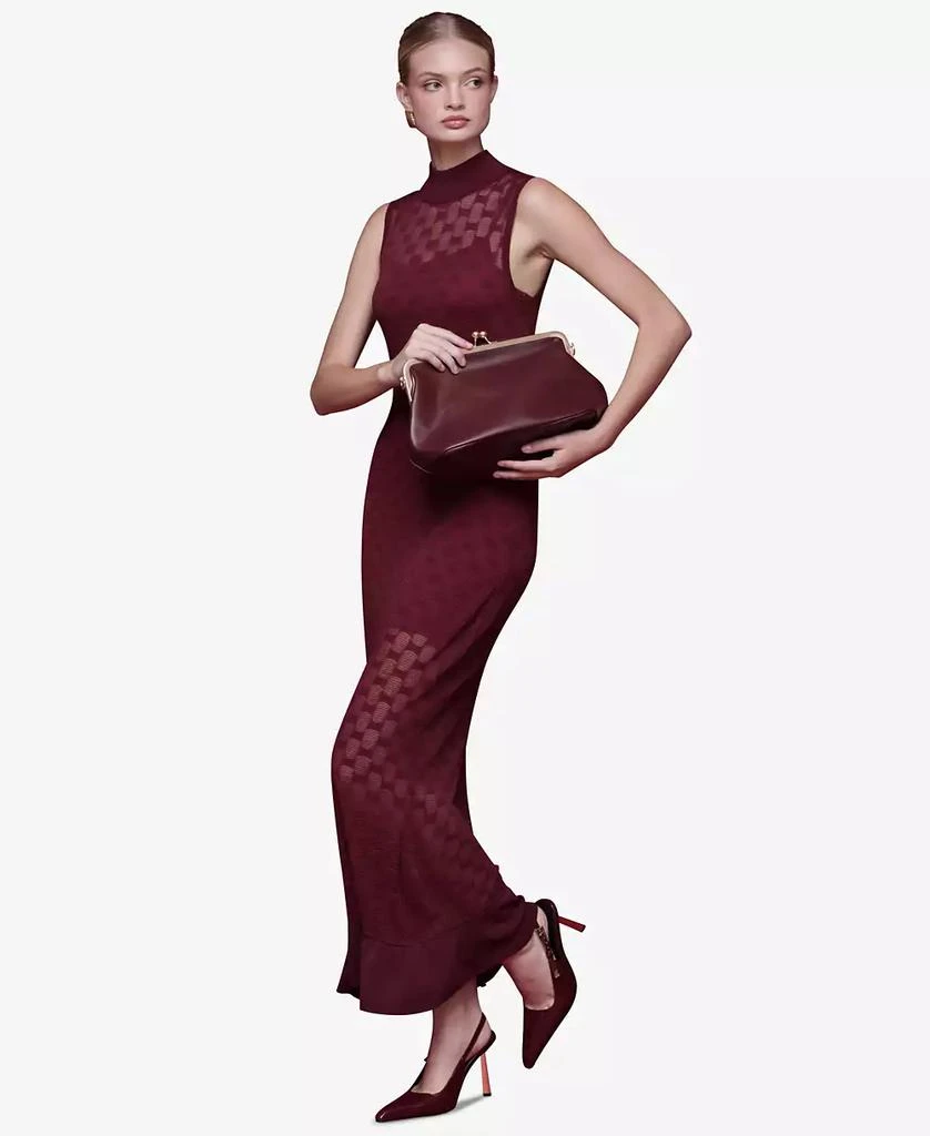 womens black midi sweater dress Midi Sweater Dress with Removable Faux Fur Collar and Cuffs