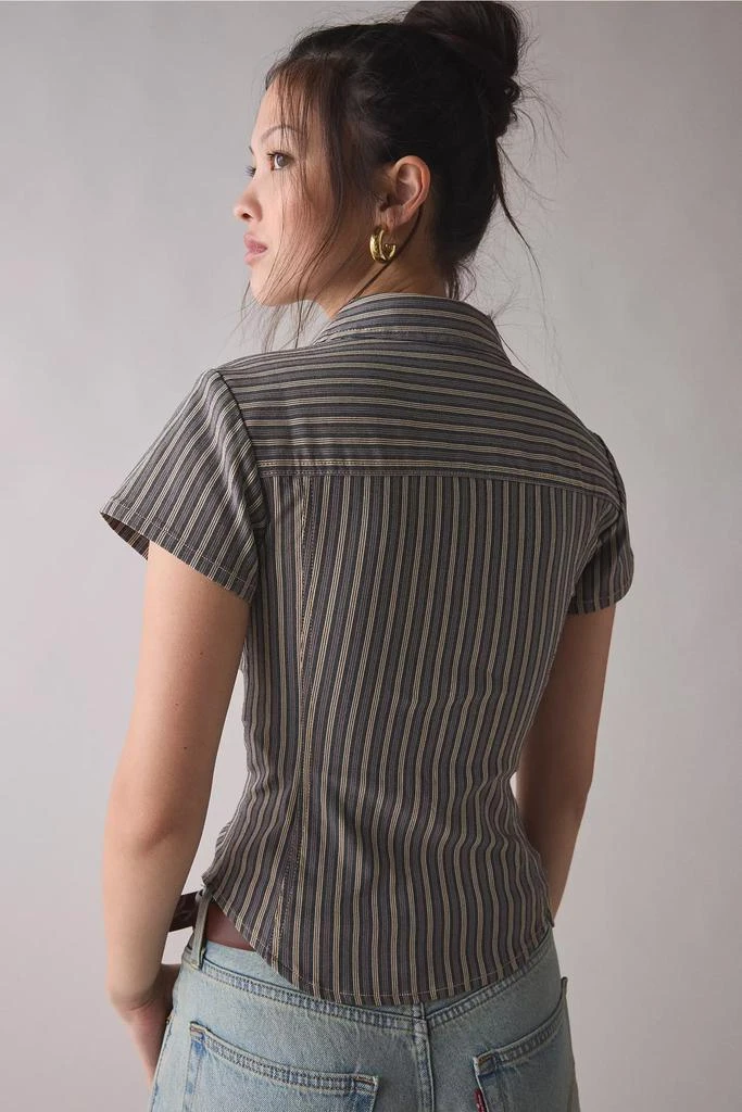 BDG Silence + Noise Polly Slim Short Sleeve Snap-Button Shirt 2
