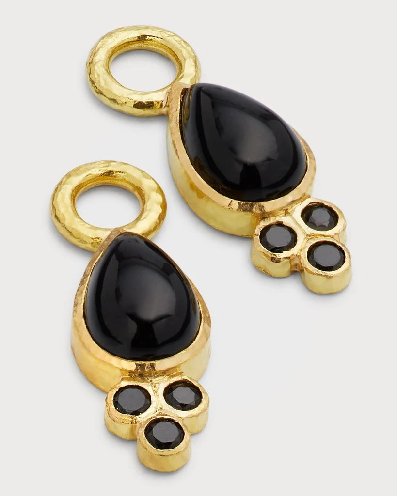 Elizabeth Locke 7x10mm Pear-Shape Onyx Earring Pendants with Black Spinel Trio 3