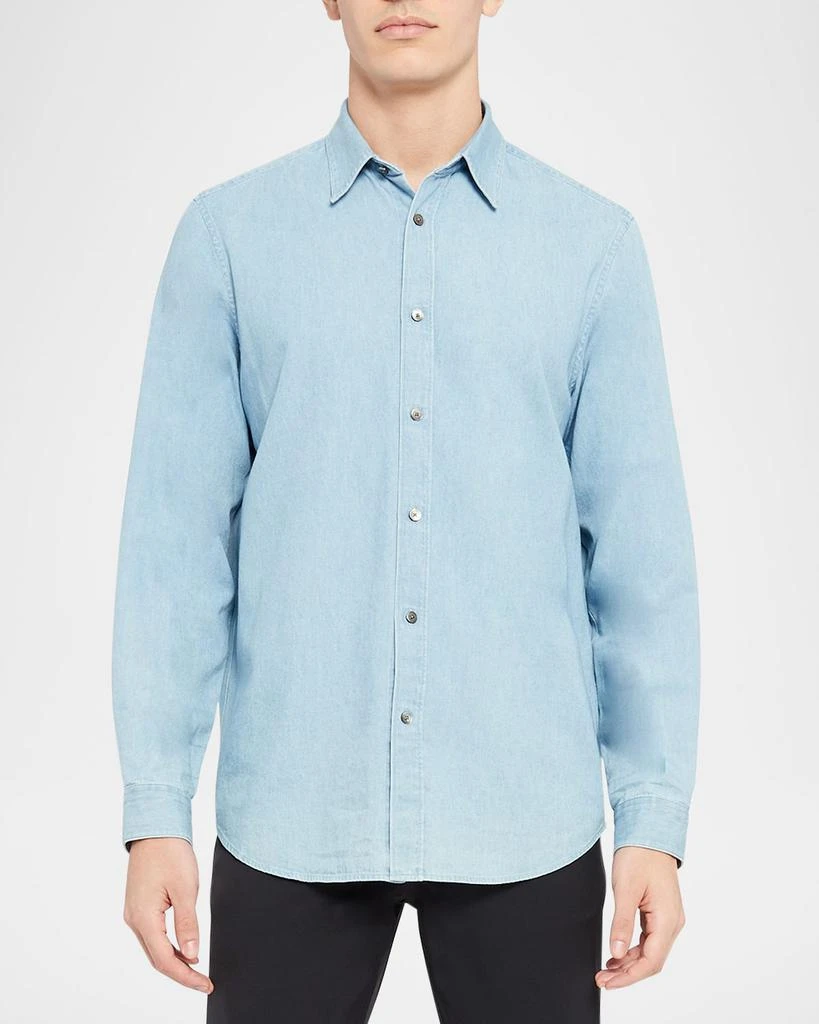 Theory Men's Noll Serge Chambray Button-Down Shirt 4