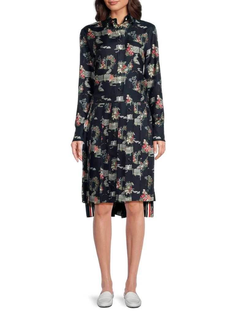 Thom Browne   ​​Garden Jacquard Pleated Shirt Dress 1