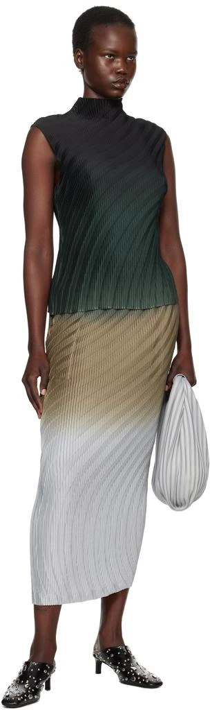 Issey Miyake Green & Gray Nuance Midi Skirt 4