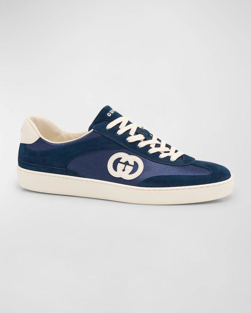 Gucci Men's G75 Canvas and Suede T-Toe Low-Top Sneakers 3