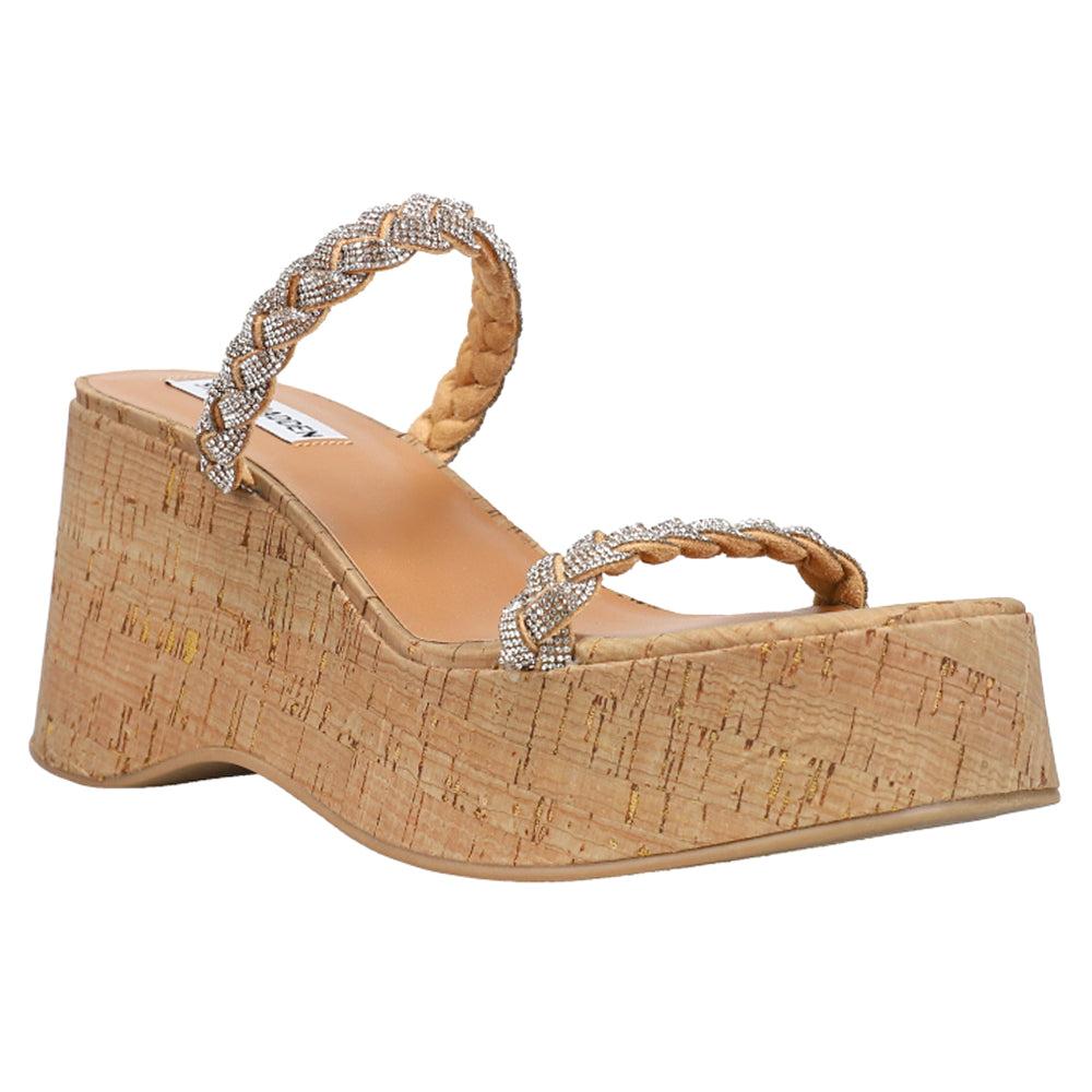 Steve Madden Danya Braided Strap Rhinestone Wedge Platform Sandals