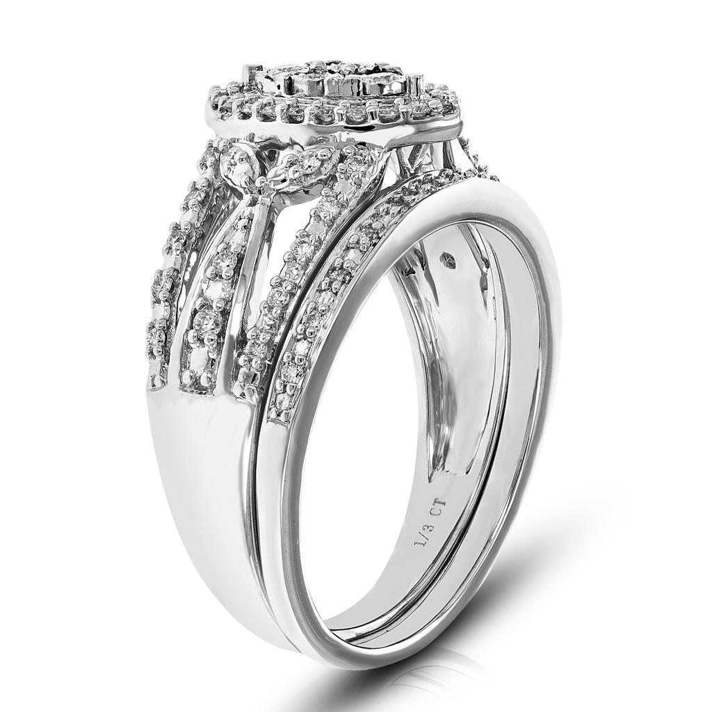 Vir Jewels 1/3 cttw Lab Grown Diamond Round Cut Wedding Engagement Ring Bridal Set .925 Sterling Silver Prong Set