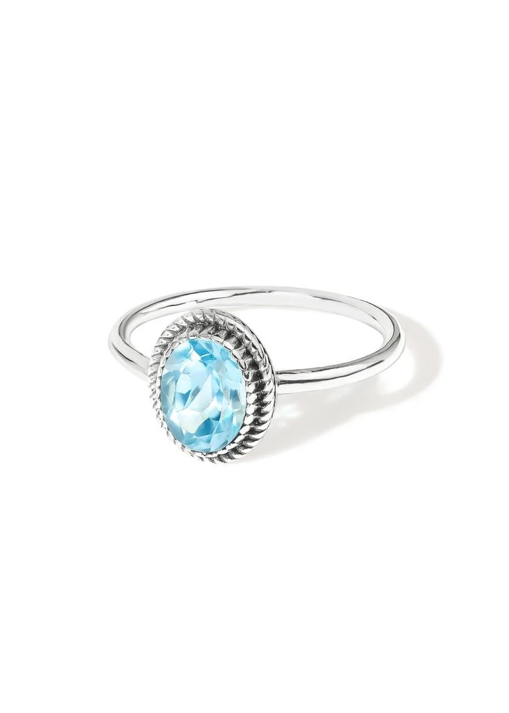 Tiramisu 925 Sterling Silver Ocean Halo Blue Topaz Gemstone Ring