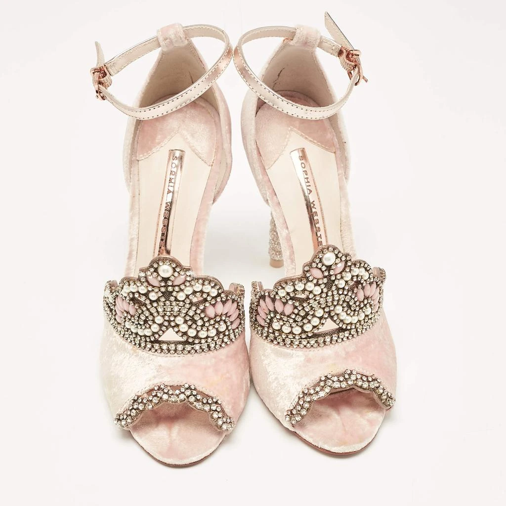 Sophia Webster Sophia Webster Pink Leather and Velvet Royalty Ankle Strap Sandals Size 36 3