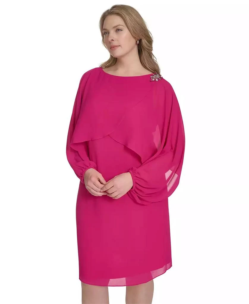 Jessica Howard Plus Size Embellished Capelet Dress 3