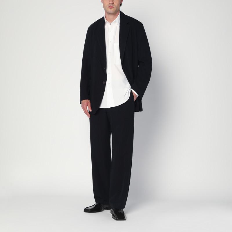 AURALEE Single-breasted black jacket in cotton and wool