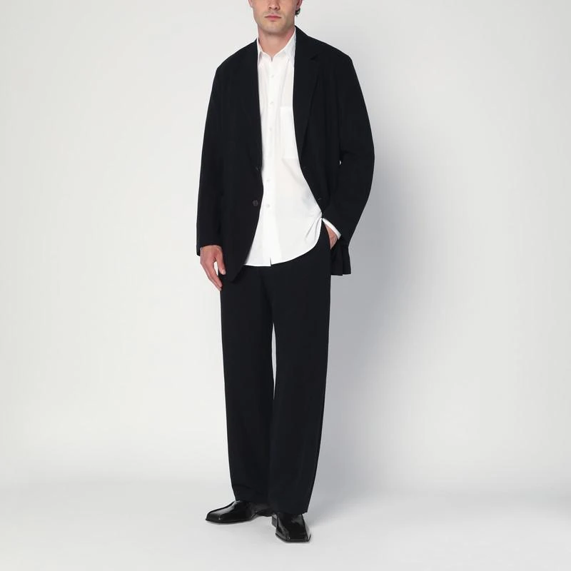 AURALEE Single-breasted black jacket in cotton and wool 2