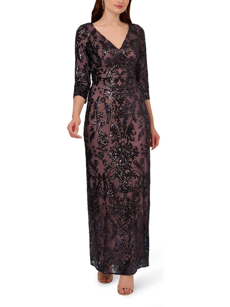 knee length dresses for ladies All over lace gown in Ivory French Lilac All over lace gown in Ivory French  Lilac- Adrianna Papell