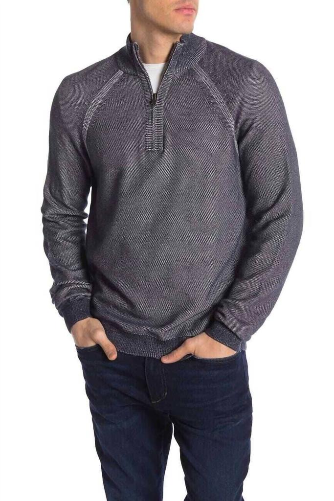 Tailor Vintage Tailor Vintage - Birdseye Reversible 1/4 Zip Knit Pullover Sweater