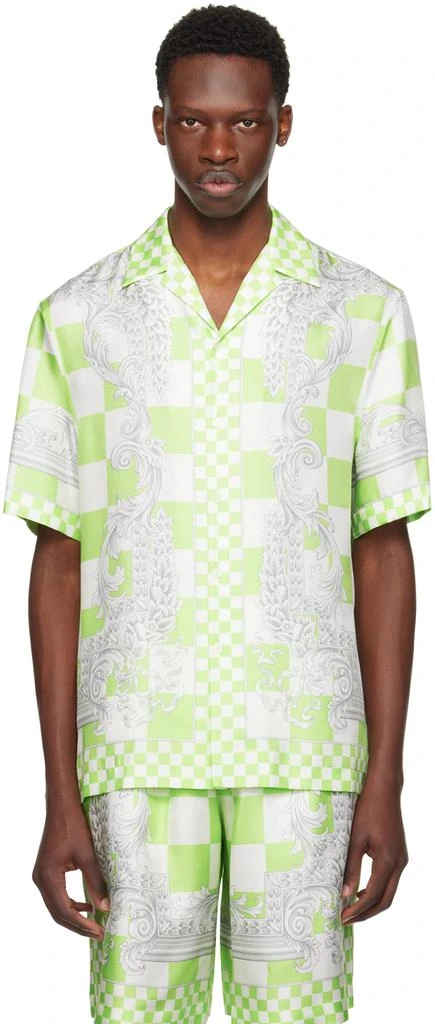 Versace Green & White Medusa Contrasto Shirt 1
