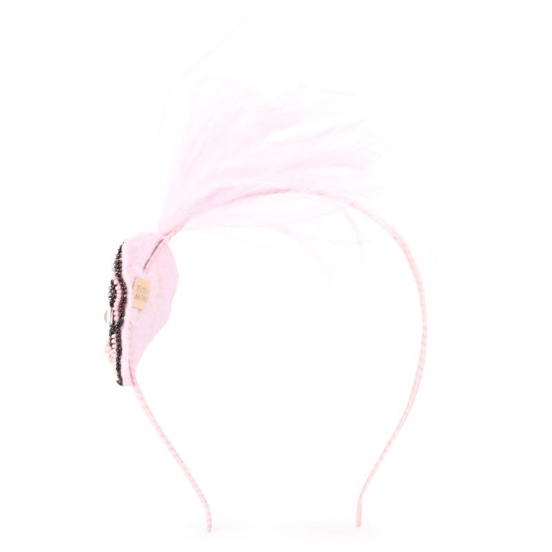 Tutu Du Monde Voodoo skull motif headband with beads ostrich feathers and crystals in pink