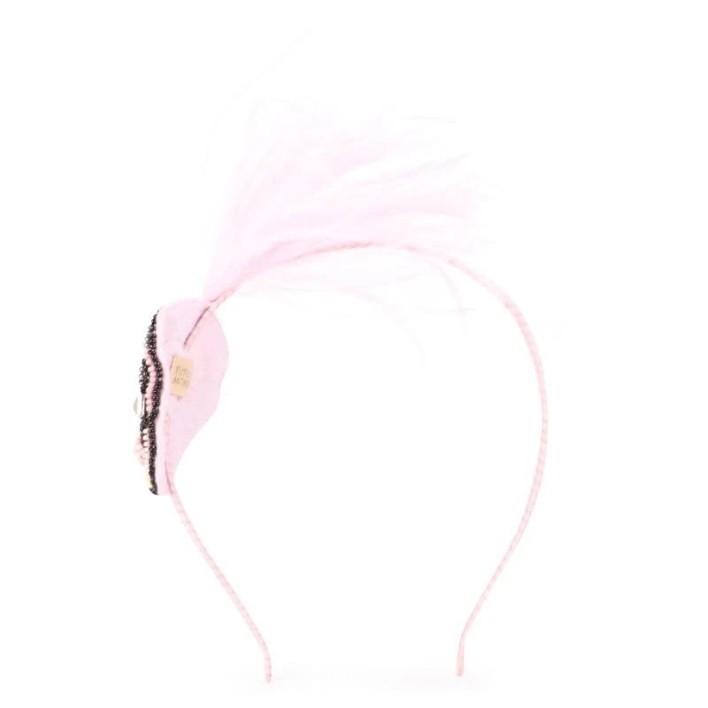Tutu Du Monde Voodoo skull motif headband with beads ostrich feathers and crystals in pink 2