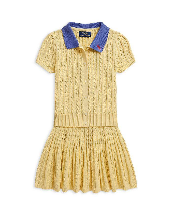 Ralph Lauren Girls' Mini Cable Polo Cardigan & Skirt Set - Little Kid