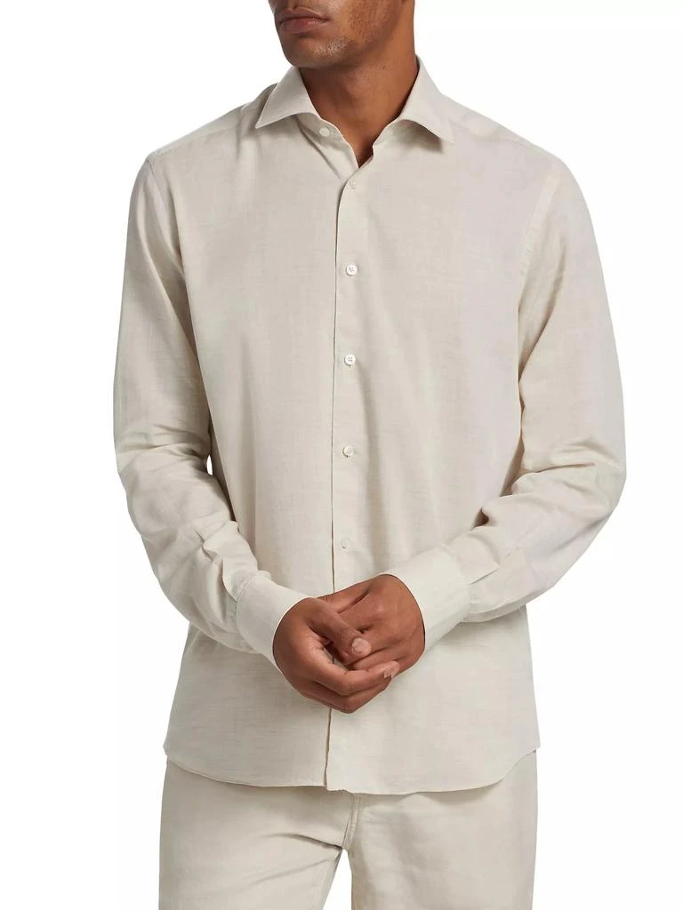 Saks Fifth Avenue COLLECTION Heathered Woven Long-Sleeve Shirt 3