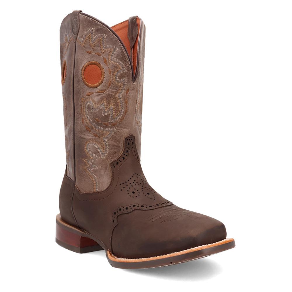 Dan Post Boots Barnaby Embroidered Cut-Outs Square Toe Pull On Cowboy Boots