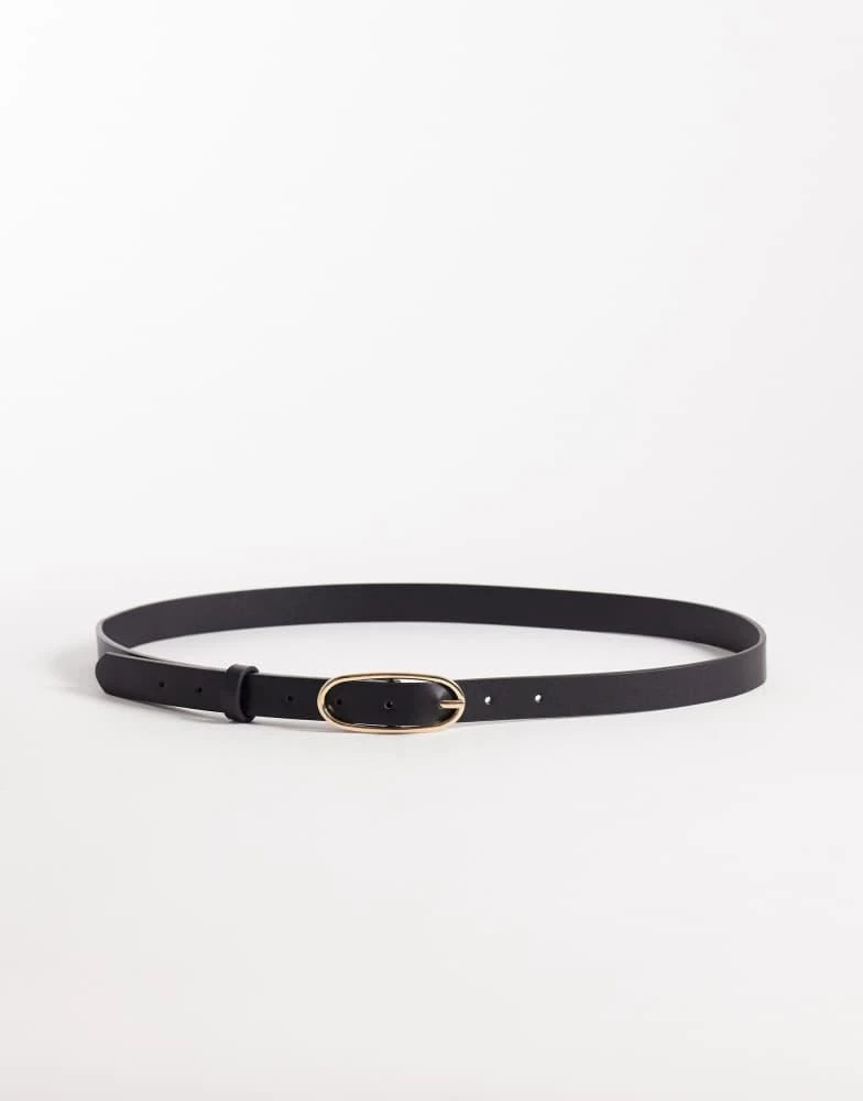JJXX JJXX skinny belt with circle buckle in black