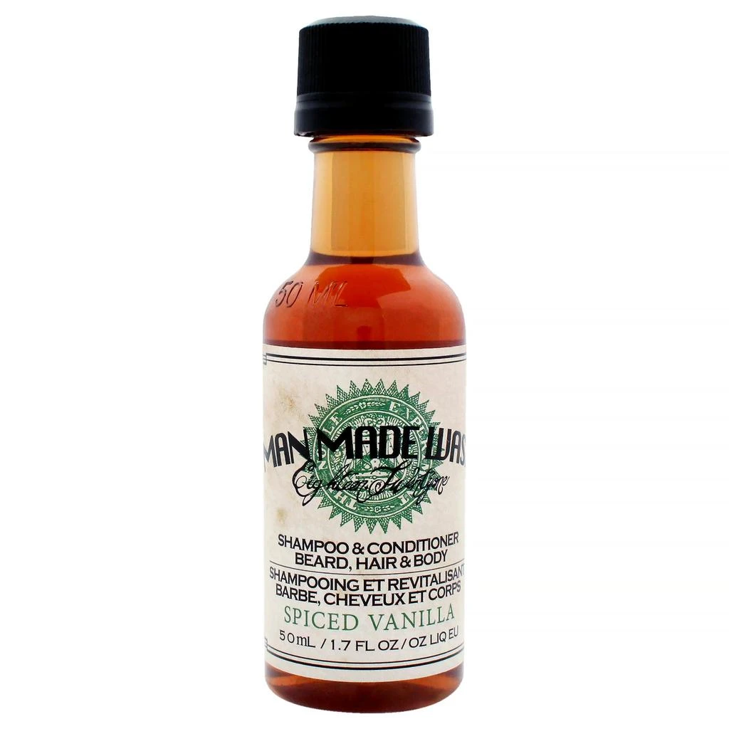 18.21 Man Made 3-In-1 Man Made Wash - Spiced Vanilla by  for Men - 1.7 oz Shampoo, Conditioner and Body Wash 1