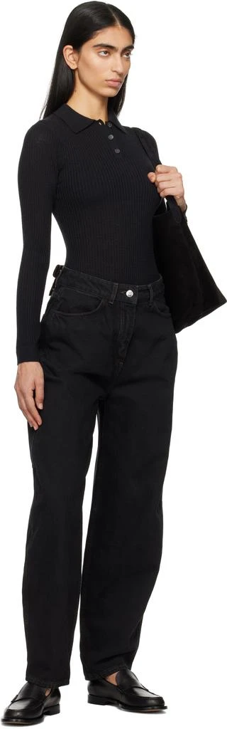 Guest in Residence Black Long Sleeve Shrunken Polo 4