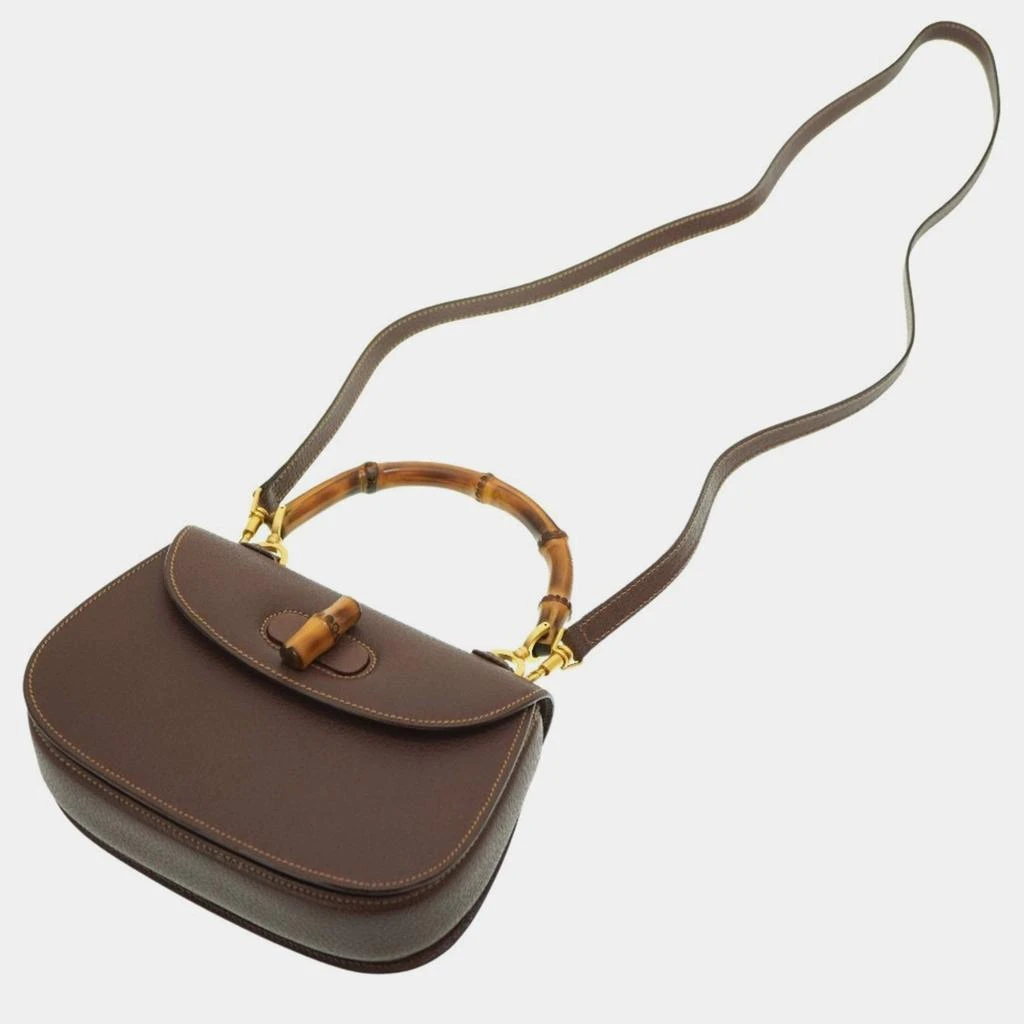 Gucci Gucci Leather Small Vintage Bamboo Convertible Top Handle Bag 3