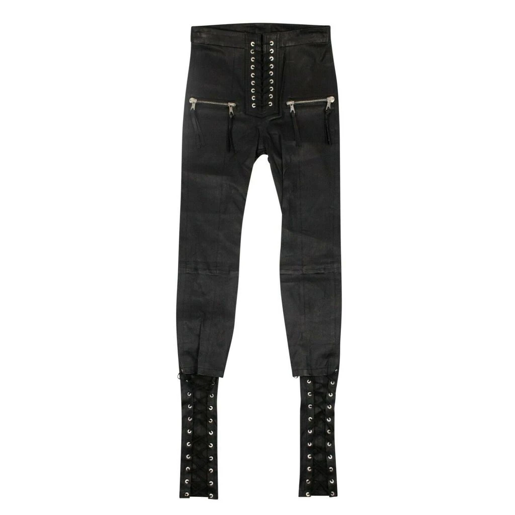 Unravel Project Leather Lace Up Skinny Pants - Black 1