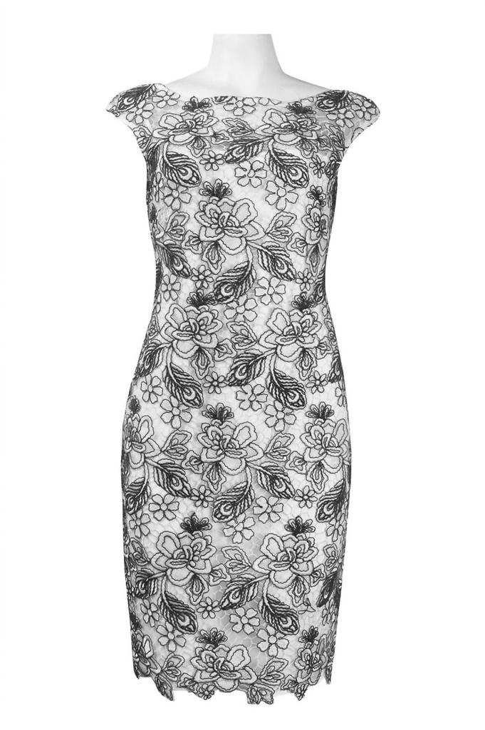 Monique Lhuillier Monique Lhuillier - Women's Cap Sleeve Embroidered Dress