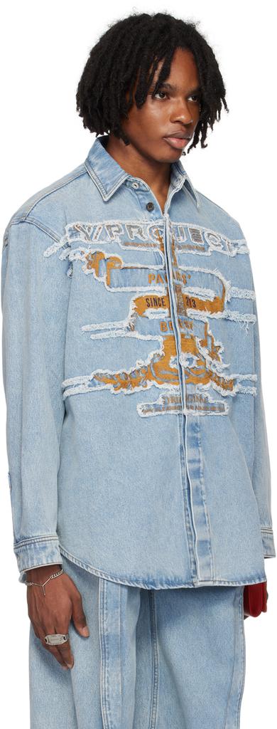 Y/Project Blue 'Paris' Best' Denim Shirt - Shirts - BeyondStyle