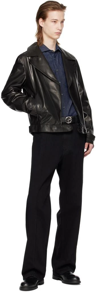 Emporio Armani Black Plongé Leather Jacket 4