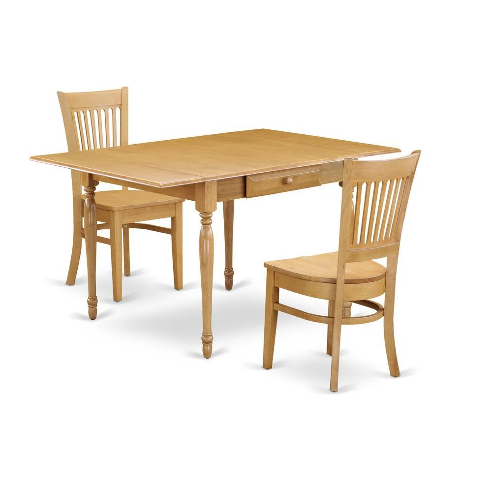 East West Furniture Dining Room Set Oak, MZVA3-OAK-W
