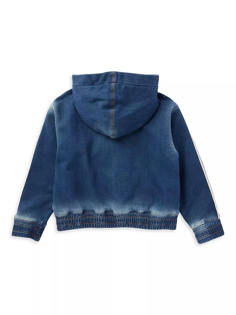 Palm Angels Little Girl's & Girl's Track Denim Fleece Zip-Up Hoodie 3