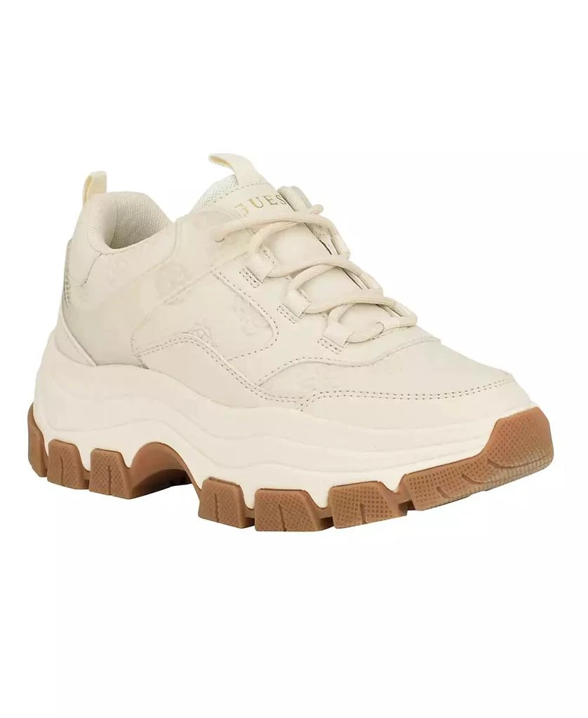 GUESS Women's Bisun Lugged Rubber Sole Lace Up Platform Sneakers 1