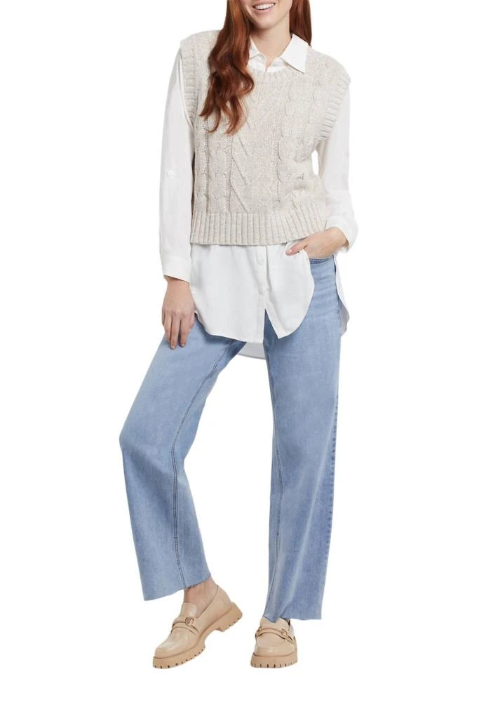 Tribal Claire Crop Sweater Vest In Ecru Marl