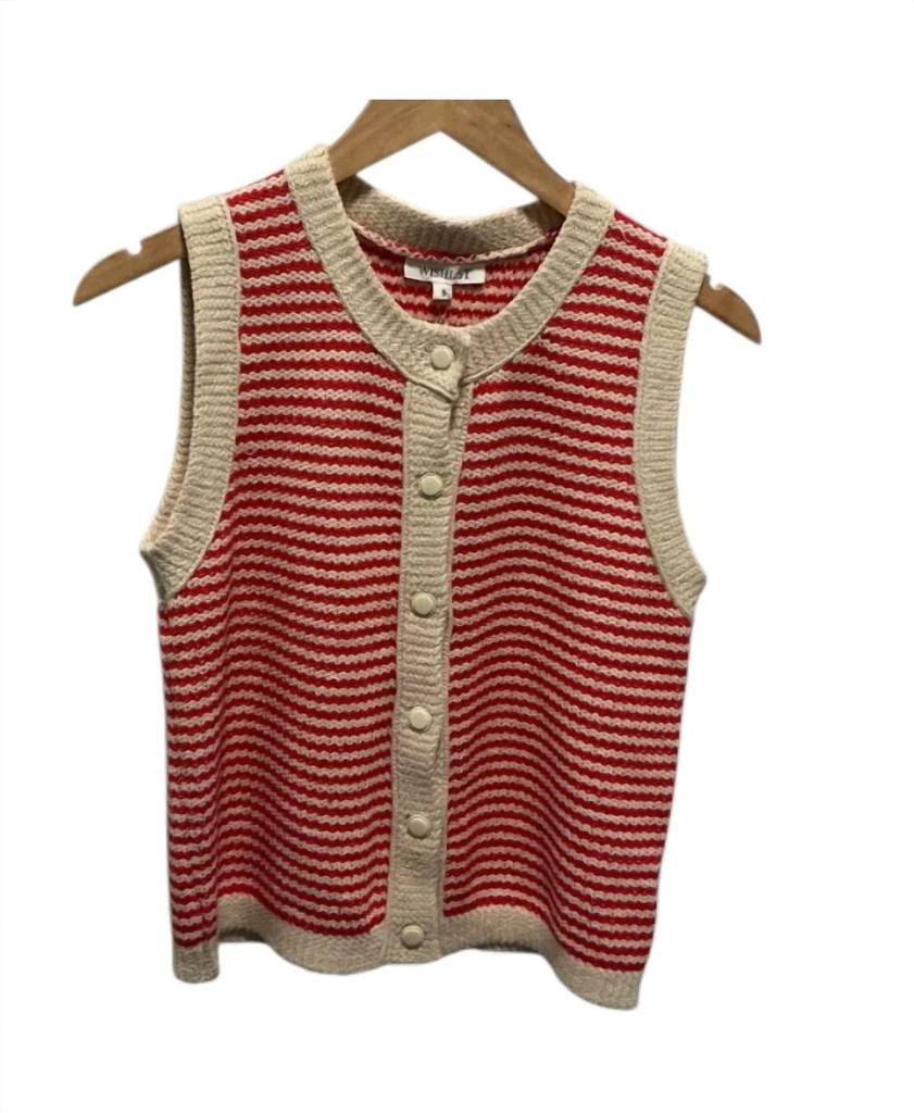 WISHLIST Wishlist - Women's Striped Button Up Sweater Vest