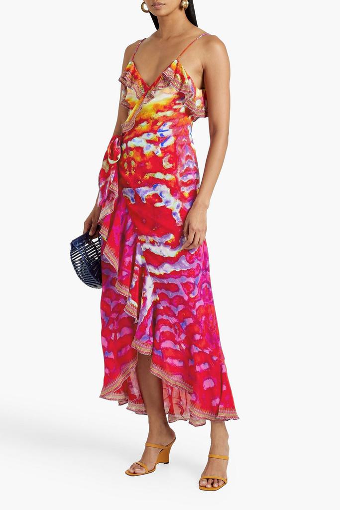 Camilla Embellished printed silk crepe de chine maxi wrap dress