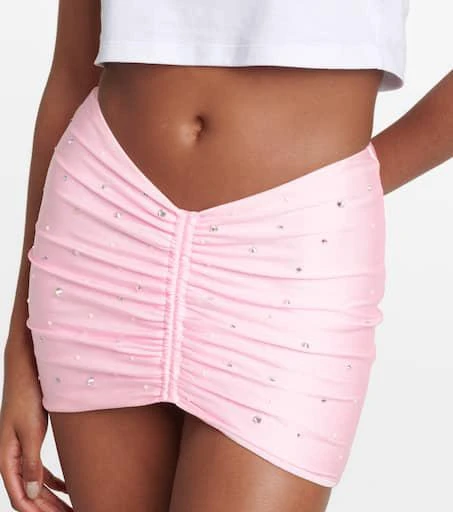 Alessandra Rich Crystal-embellished ruched miniskirt 4